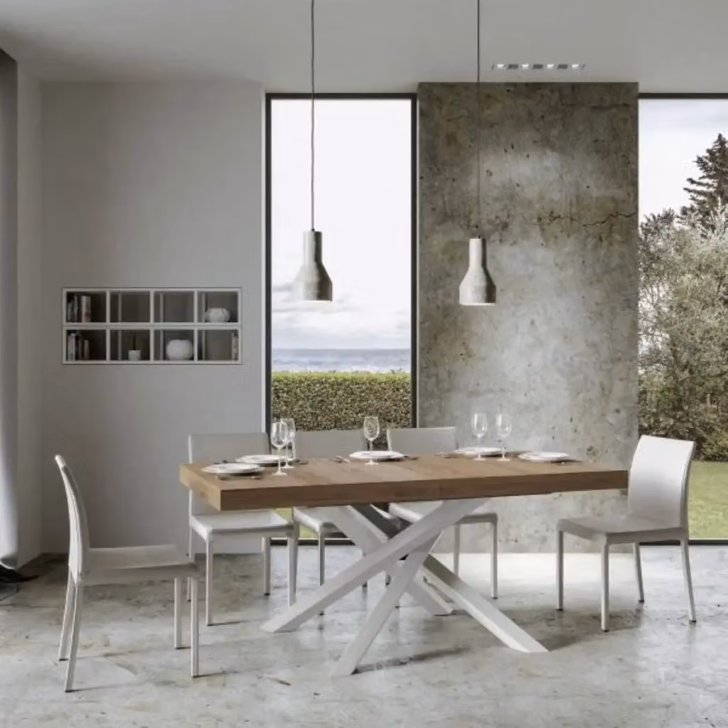 Tavolo allungabile Itamoby Volantis Premium colore quercia natura con gambe bianche L: 160-264 cm, P: 90 cm, H: 77 cm – 2