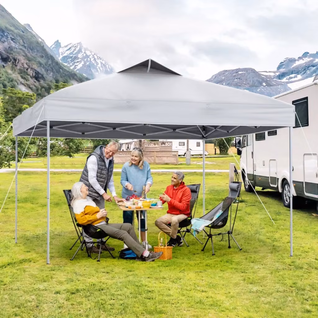 Gazebo pieghevole pop-up con blocco centrale per esterno Bianco L/P: 295 x 295 cm, H: 265 cm – 2