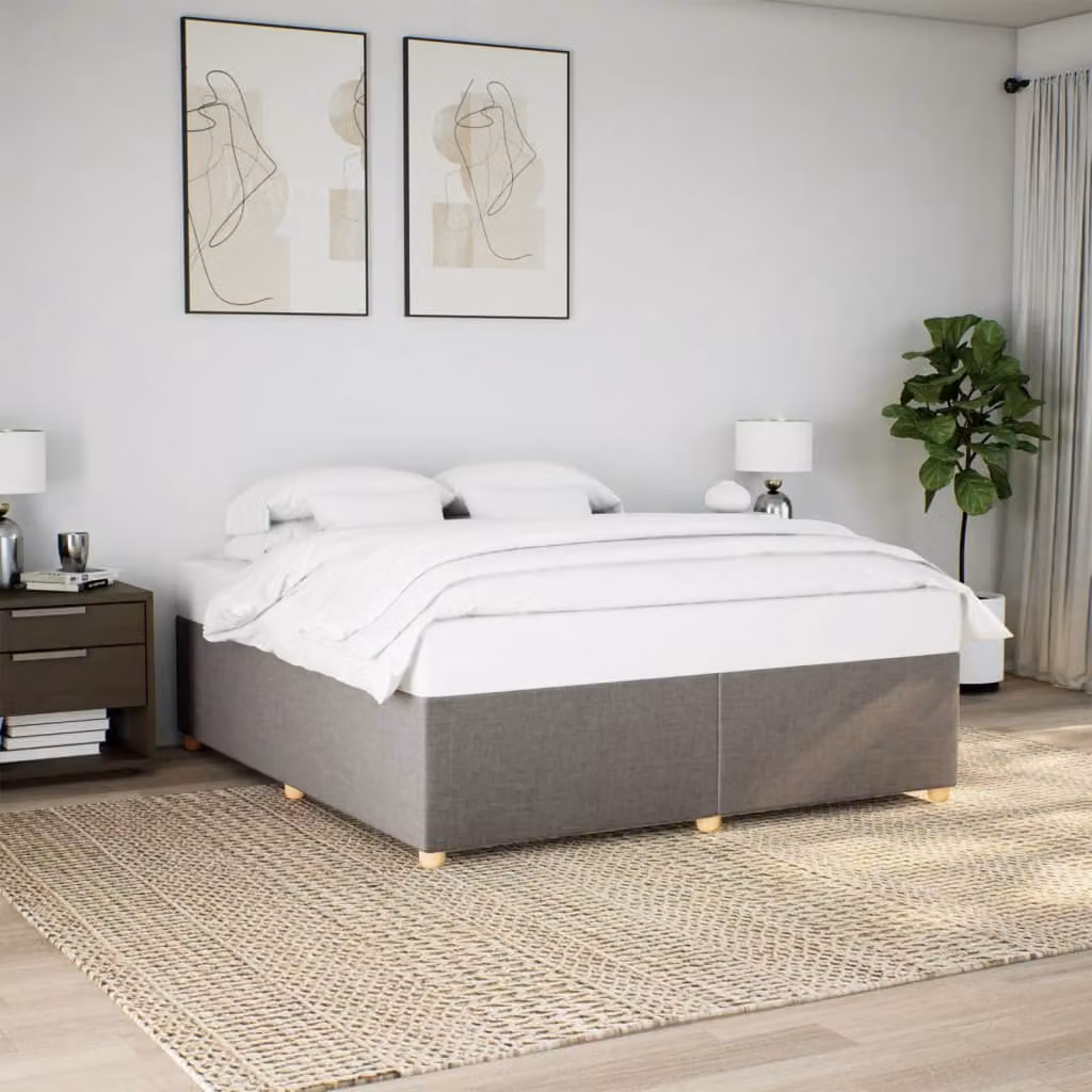 vidaXL Giroletto senza Materasso in Tessuto Tortora con Struttura in Legno e Listelli 200x200 cm