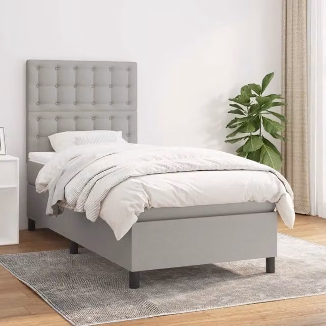 Letto Ibrido con Giroletto a Molle e Materasso vidaXL, Grigio e Bianco, L/P/H: 100 x 200 x 203 cm