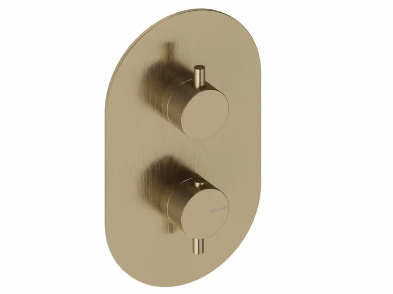 SANYCCES LOOP Miscelatore monocomando da incasso per doccia con termostato, oro spazzolato
