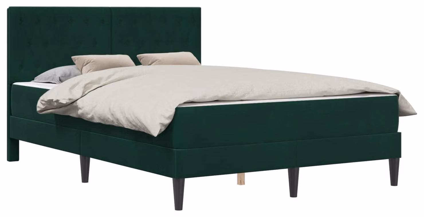Struttura letto con materasso Verde Scuro 120 x 190 cm Velluto