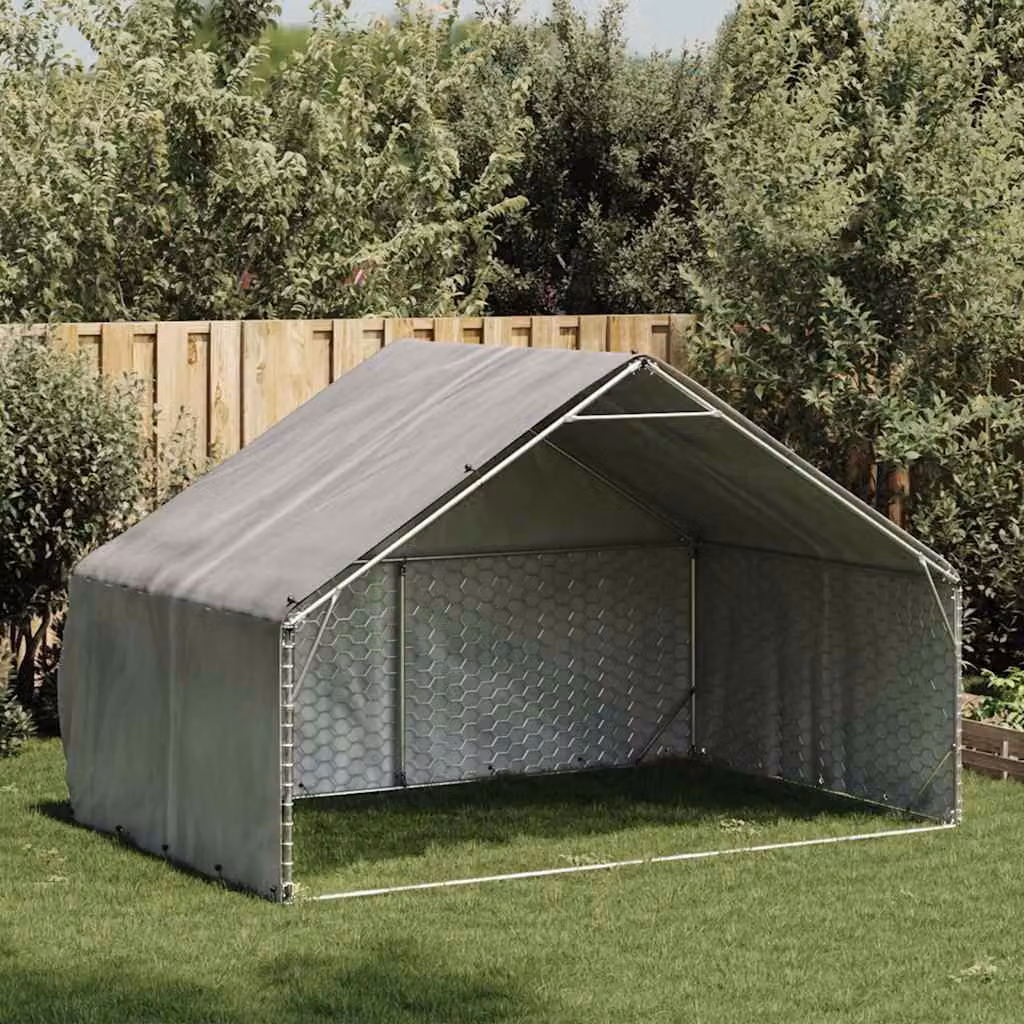 Cuccia per cani da esterno con copertura 3x2x1,9 m in acciaio zincato