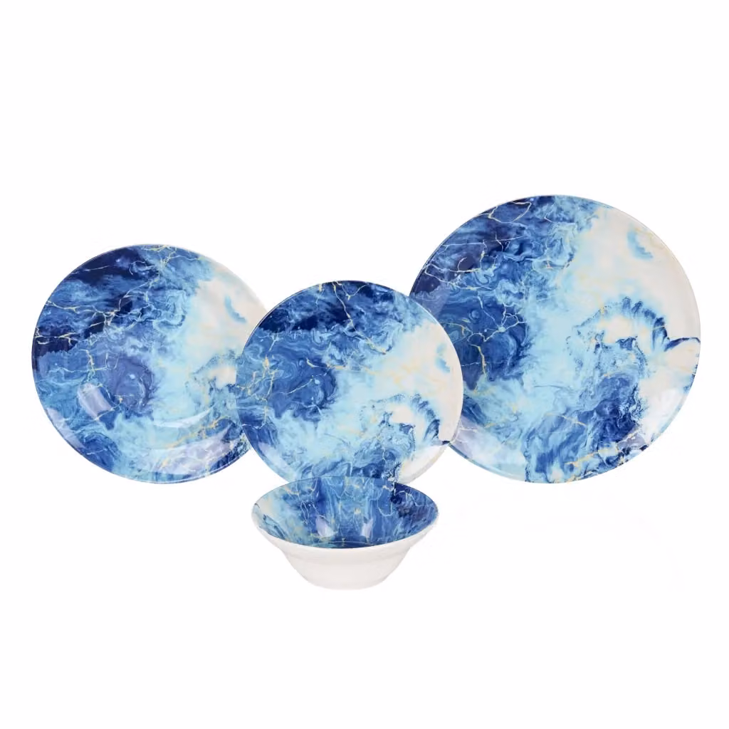 Servizio piatti DMORA Niseda in ceramica, set da 24 pezzi, bianco e blu – 2