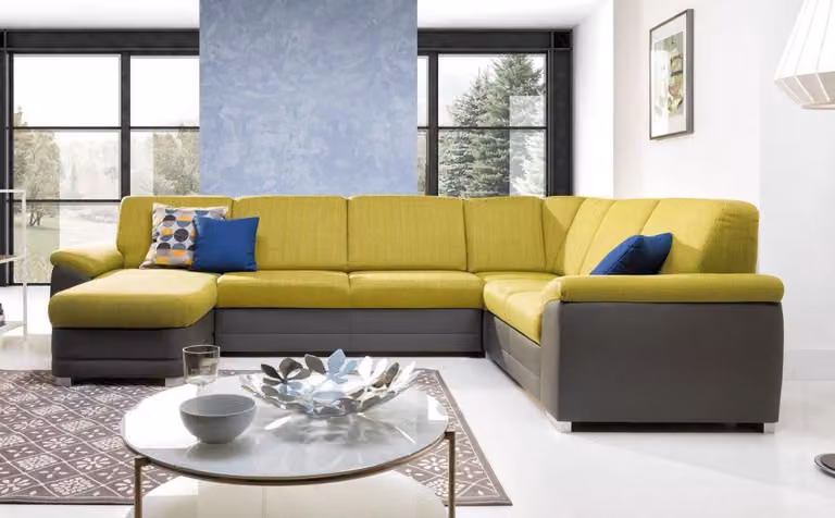 Ecksofa Wohnlandschaft Sofa Couch Polster Eck Garnitur U-Form Stoff Sofas