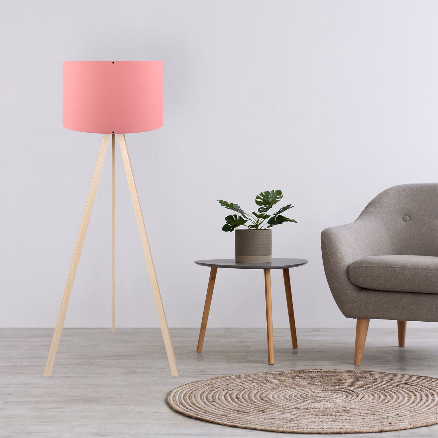 Opviq, AYD-1519, lampade da terra, rosa, MDF, 38 x 38 x 140 cm