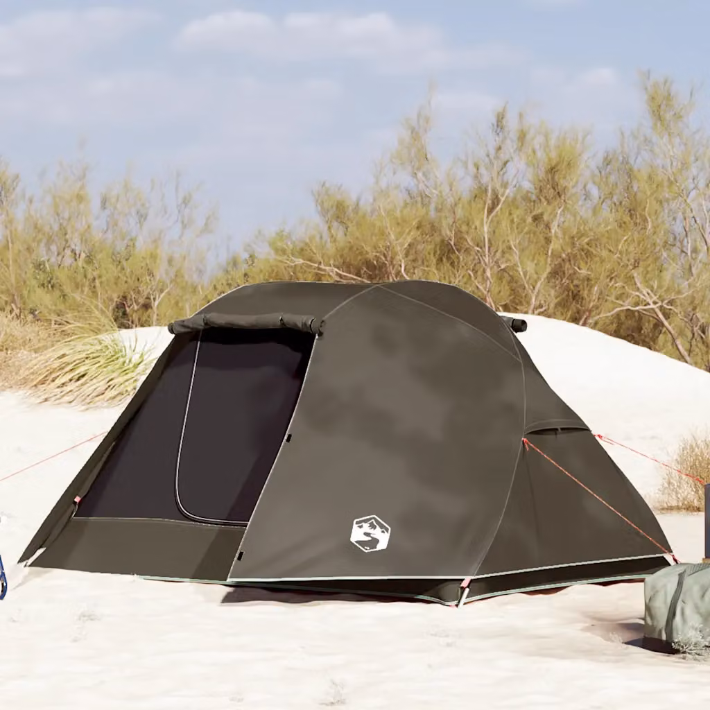 Tenda da pesca vidaXL per 3 persone, impermeabile in poliestere, marrone, L: 312 cm, P: 114 cm