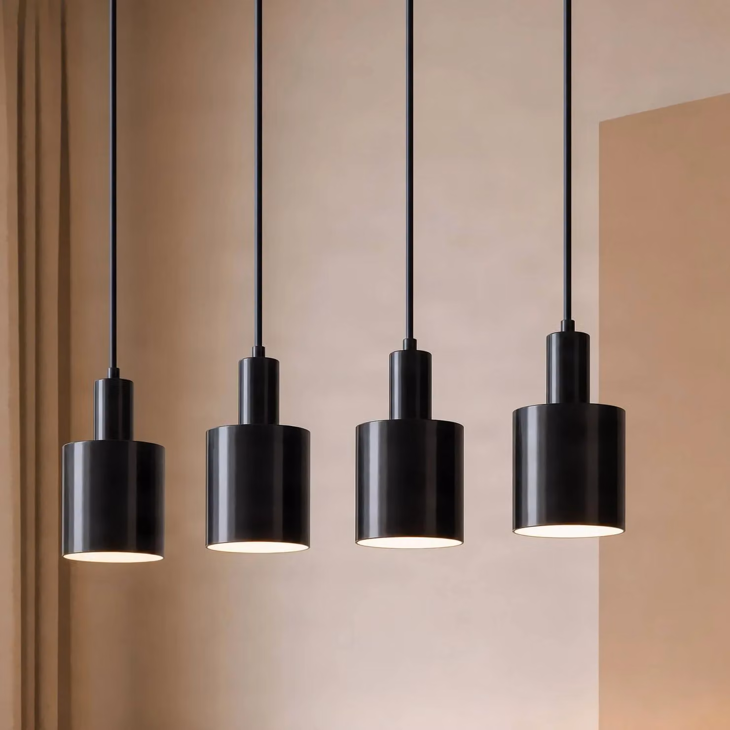 Lampada a sospensione Ovelia Lindby, dimmerabile, Nero, Soggiorno / Sala da pranzo, Metallo, Moderno, Lampada a sospensione