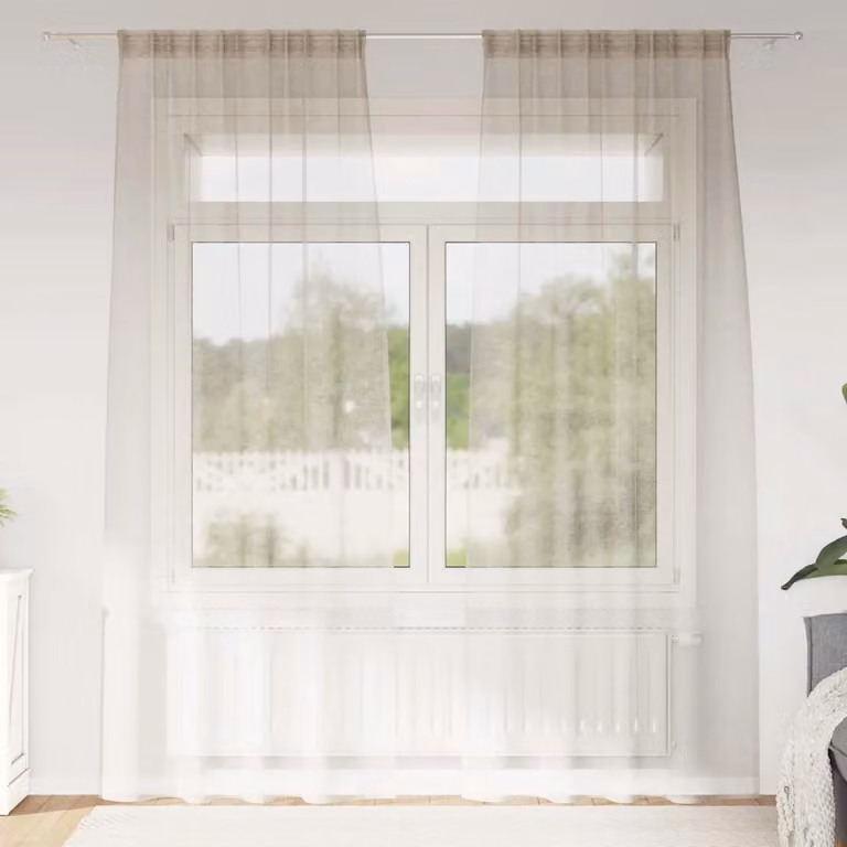 Set di 2 tendine velate vidaXL in poliestere color sabbia/beige, L: 245 cm x H: 140 cm