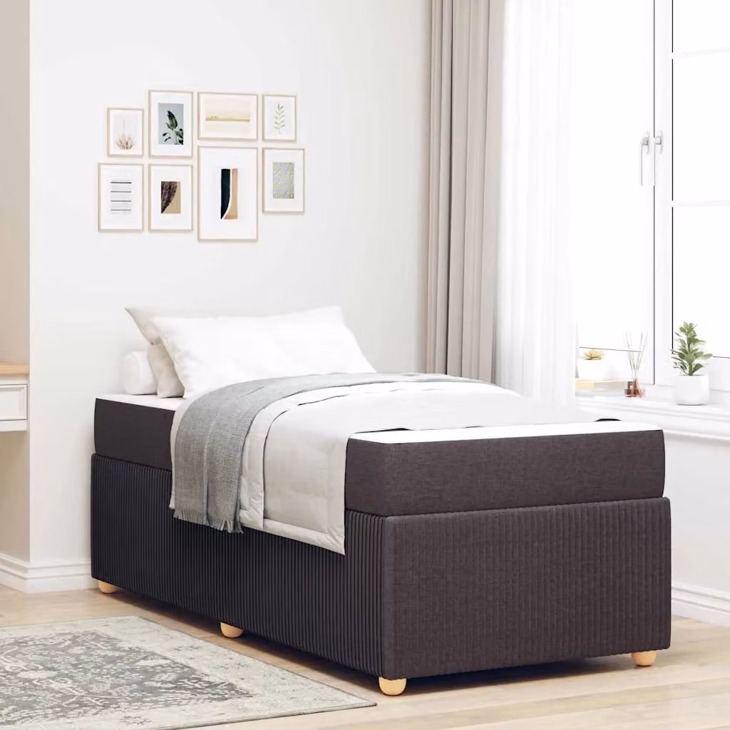 Struttura letto imbottita vidaXL in tessuto marrone con legno ingegnerizzato L/P/H: 90 x 200 x 66 cm – 1