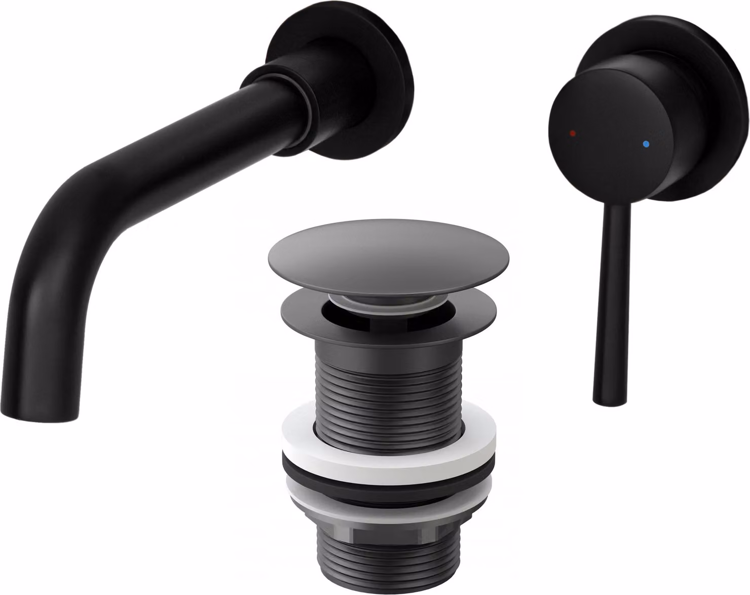 Granitan - Rubinetto per lavabo - Rubinetto da bagno - Da incasso - Nero - con tappo "Clic-Clac" - KIVO