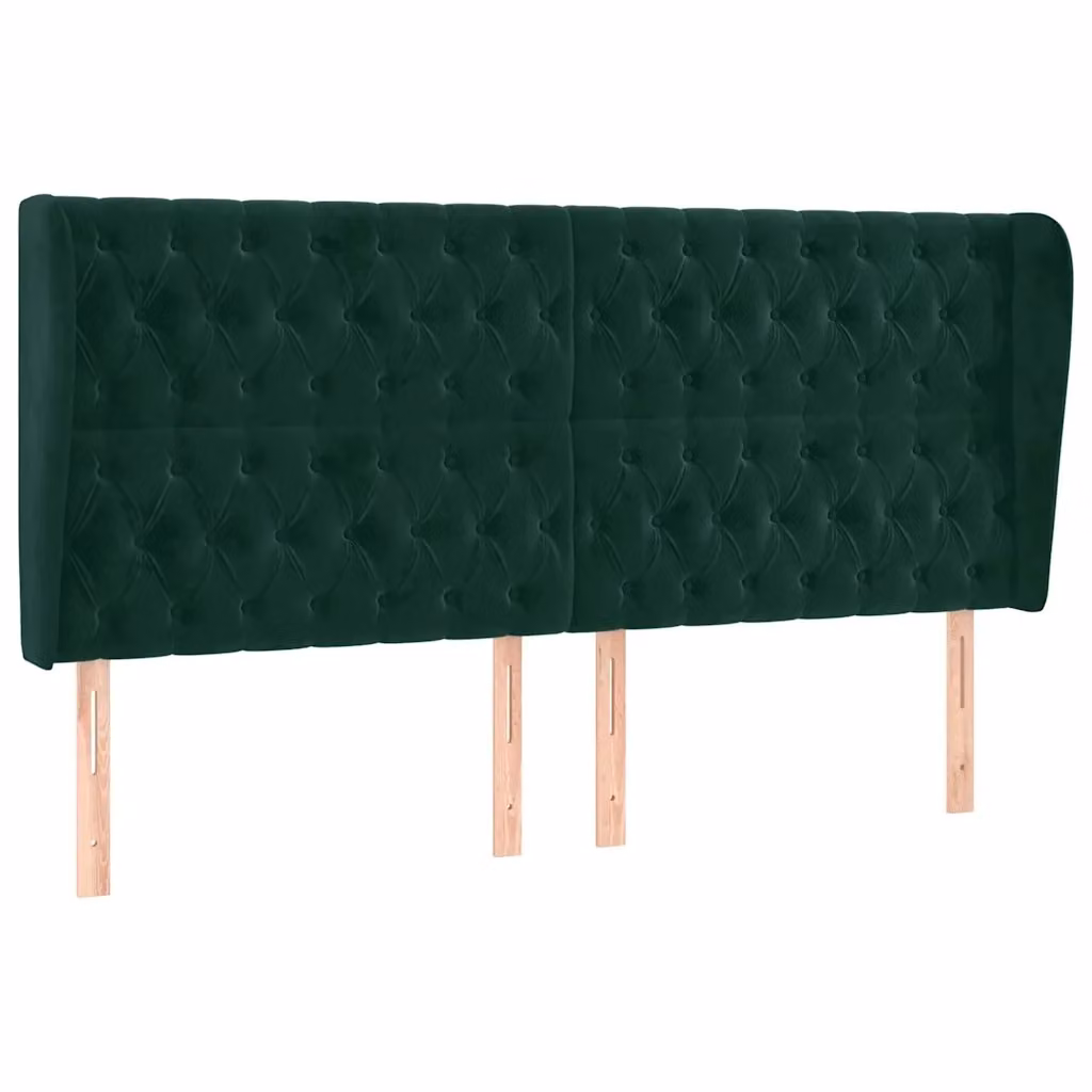 Testiera per letto vidaXL in velluto verde con struttura in legno, L: 203 cm, P: 23 cm, H: 118/128 cm – 2