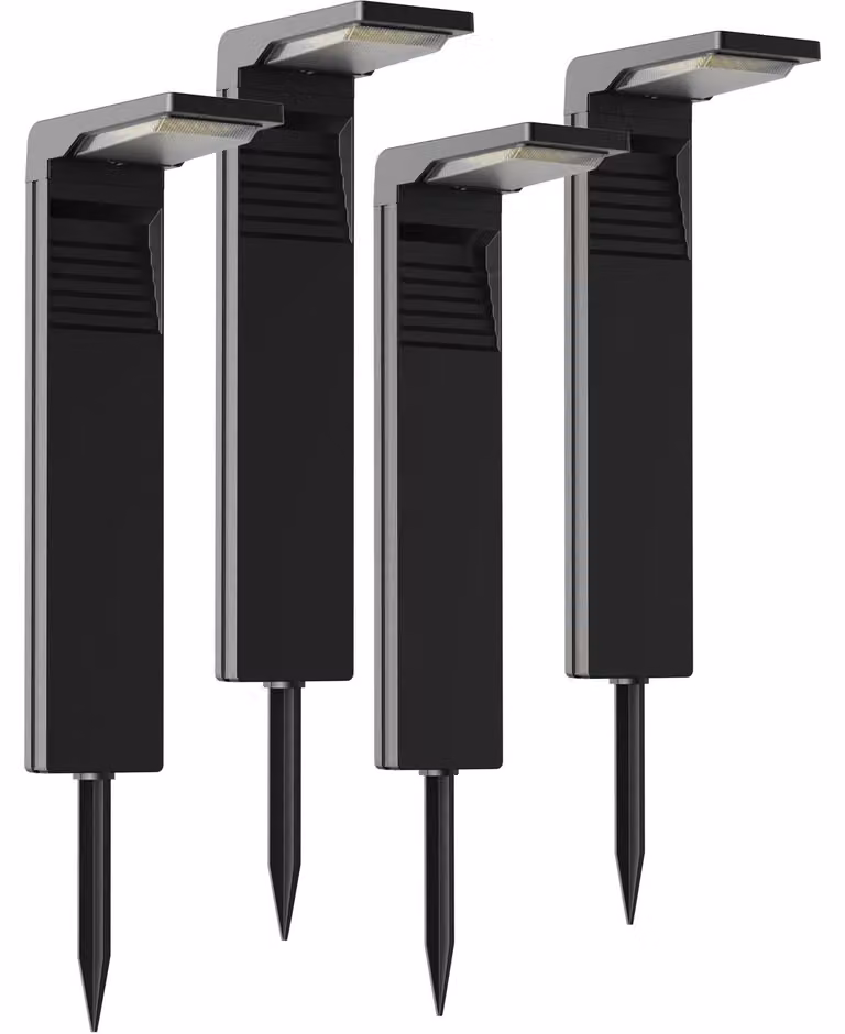Set di 4 luci solari RGB, con 30 LED, batteria da 2000 mAh, grado di protezione IPX5