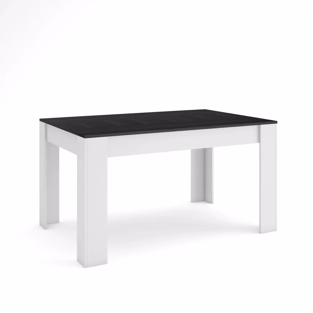 Tavolo da pranzo moderno SKRAUT HOME rettangolare per 6 persone, Bianco e Nero, L: 140 cm, P: 90 cm, H: 76 cm – 2