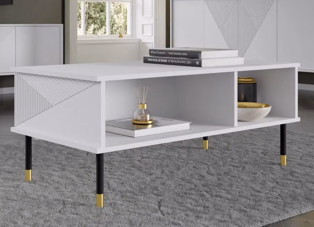 Tavolino Woody Bim Furniture Bianco Opaco con Design Moderno e Geometrico – 2