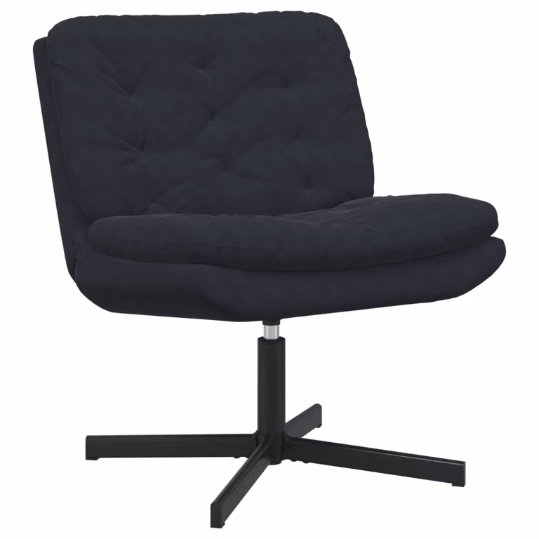 Poltrona Relax Girevole vidaXL in Velluto Nero con Base in Metallo L: 63 cm, P: 75 cm, H: 76 cm