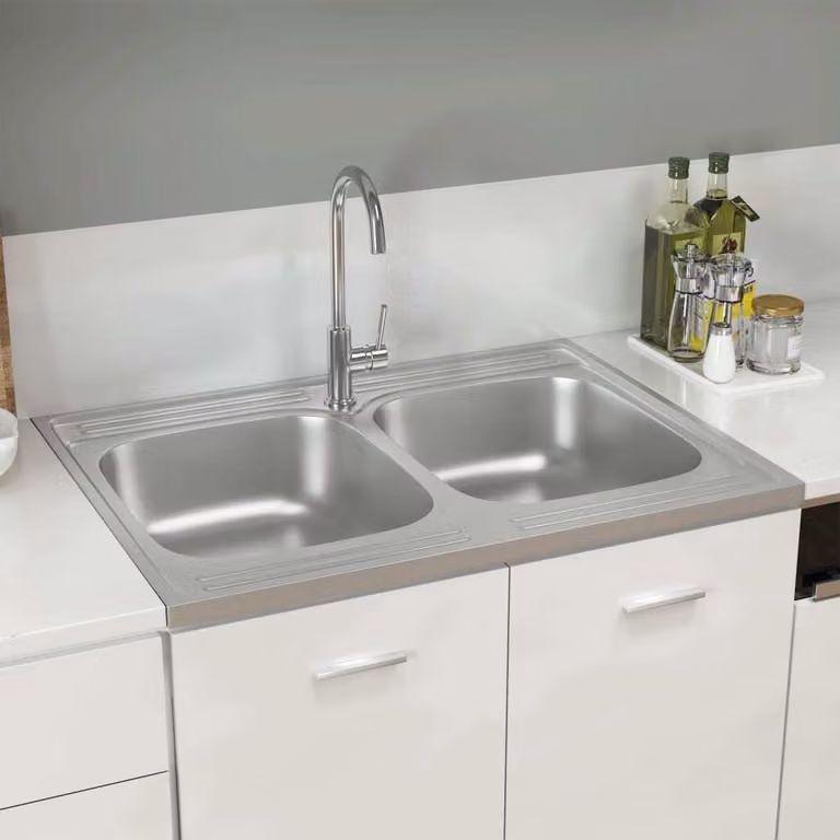 The Living Store Lavello a doppia vasca silver 800x600x155 mm in acciaio inox