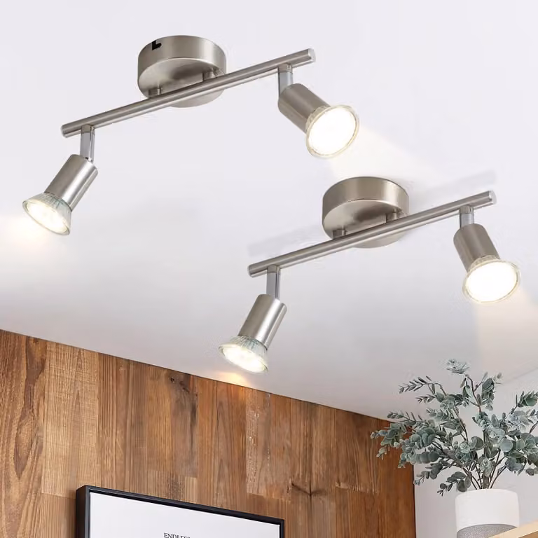 ZMH LED faretto da soffitto 2 fiamme 2ER- plafoniera da corridoio lampada da soffitto moderna GU10 spot da soffitto orientabile 350°faro da corridoio lampada da corridoio in acciaio inox soggiorno camera da letto senza lampadina