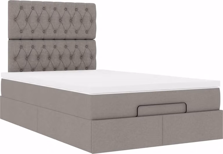 Struttura Letto Pouf con Materasso Tortora 120x190 cm Tessuto