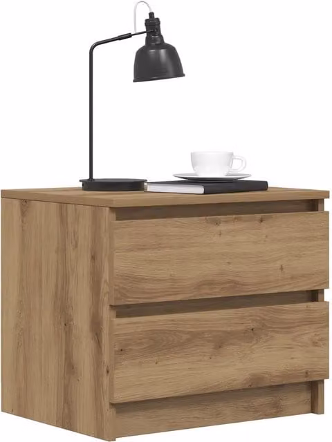 Set di 2 comodini vidaXL in legno color rovere marrone, stile industrial, L 50 cm x P 40 cm x H 43,5 cm
