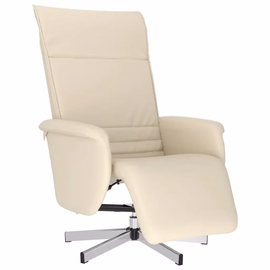 Poltrona Reclinabile con Poggiapiedi e Sedia Relax in Similpelle Beige con Base Girevole 360 Design Moderno – 2