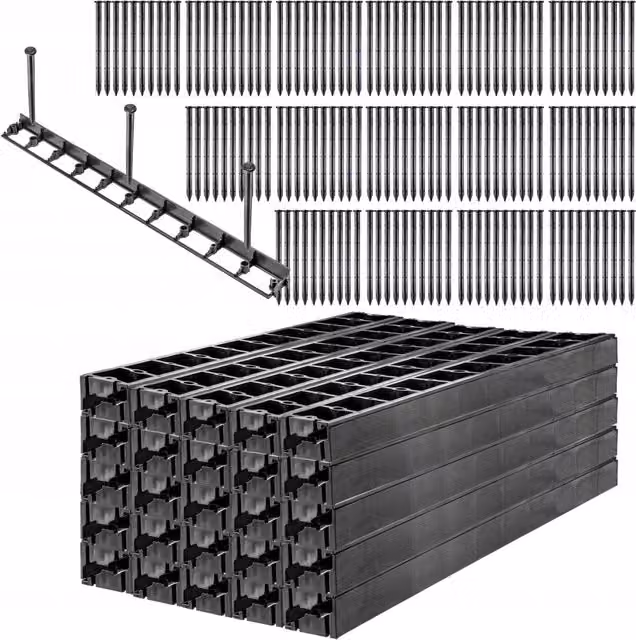 Bordura per giardino in plastica KADAX colore nero con 150 tasselli di supporto, Altezza: 4,5 cm