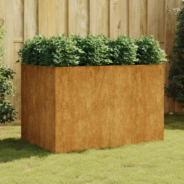 vidaXL Fioriera Rialzata da Giardino in Acciaio Corten Marrone L/P/H: 120 x 80 x 80 cm