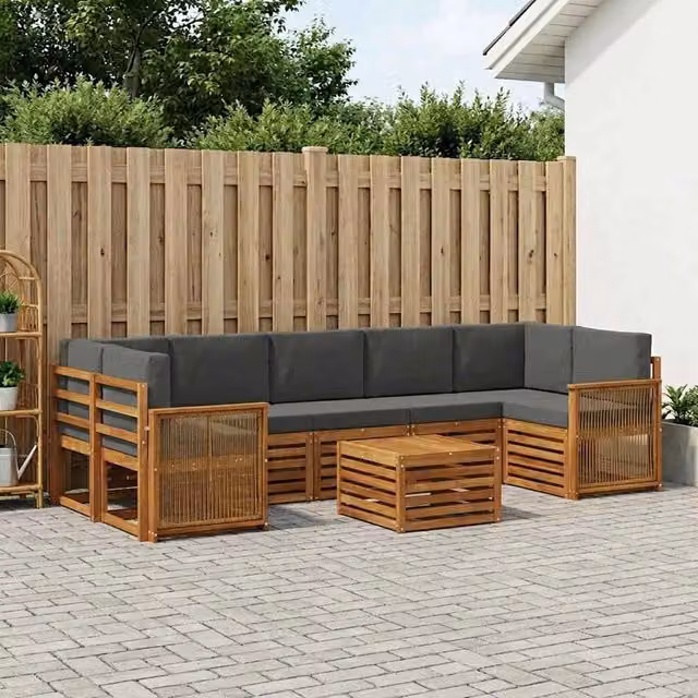 Set di divani da esterno 8 pz Naturale e Antracite 3384148