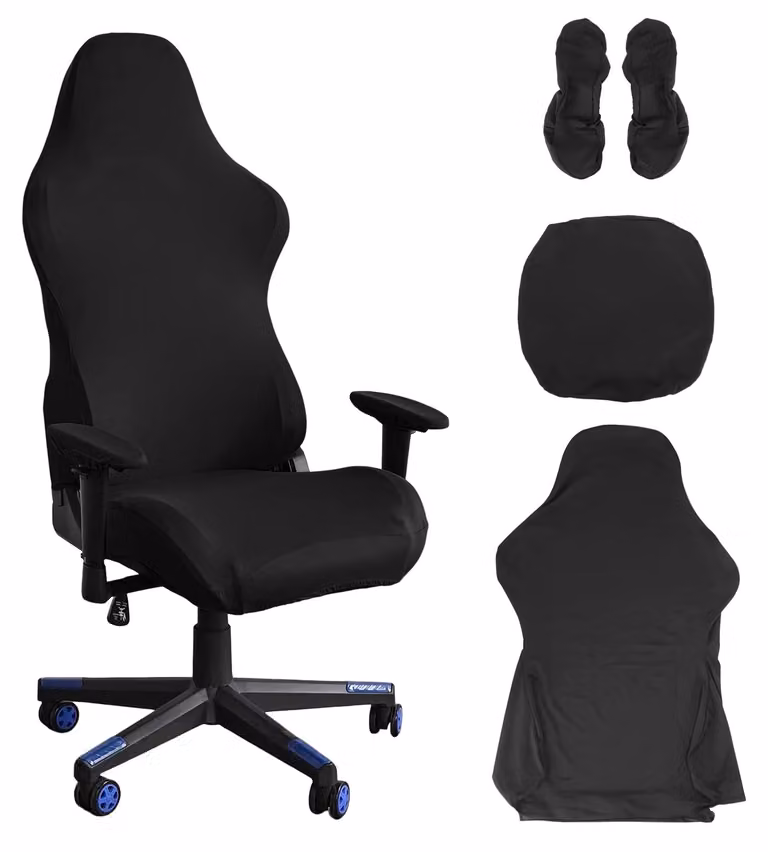 Copertura elastica per sedia da gioco, adatta a sedie da ufficio, colore nero, stile racing