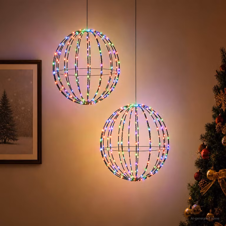 vidaXL Luce a punta di Natale 2 pz 320 LED RGB Diametro 50 x 52 cm