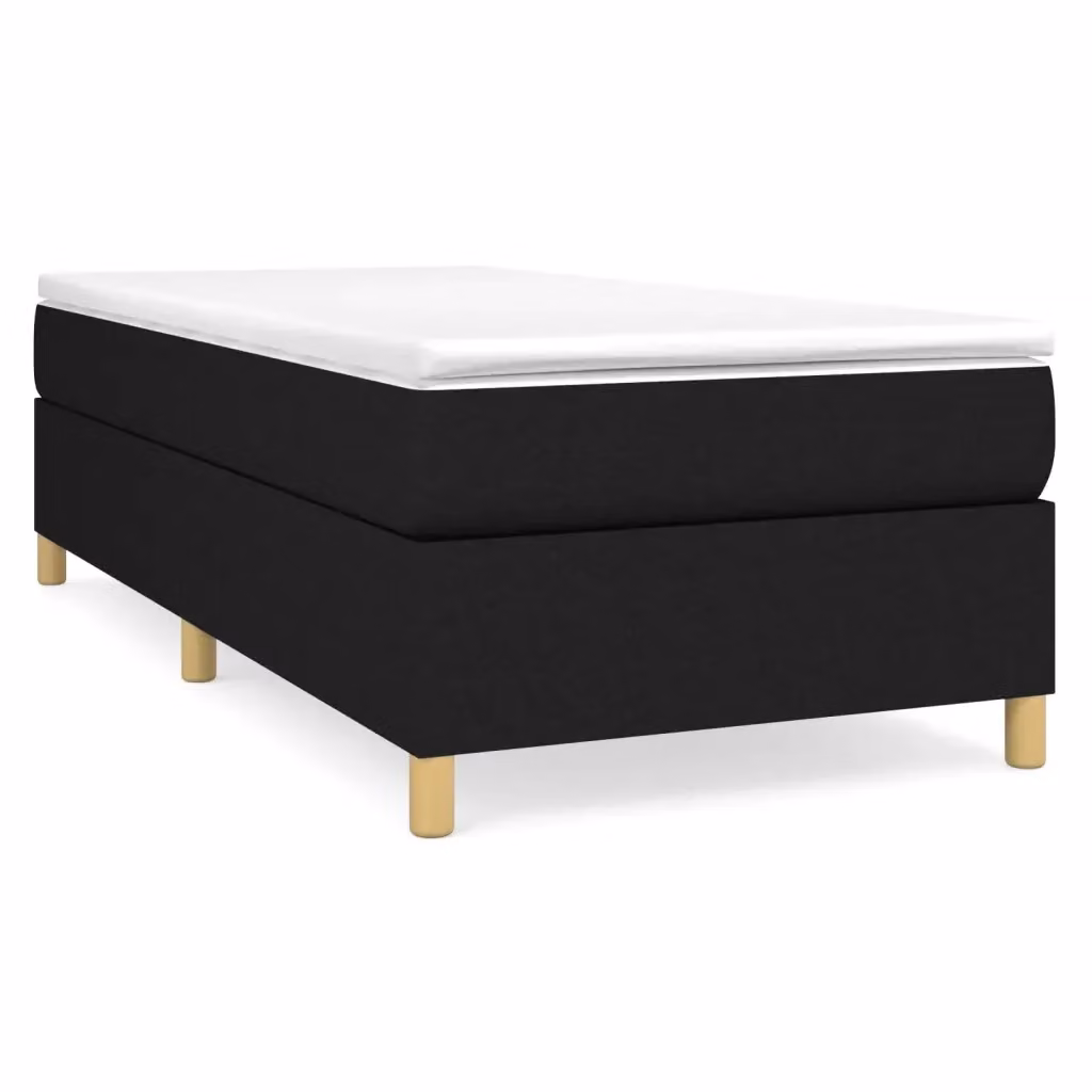 Letto Ibrido vidaXL con Giroletto a Molle e Materasso in Tessuto Nero e Bianco L/P/H: 90 x 200 x 35 cm – 2