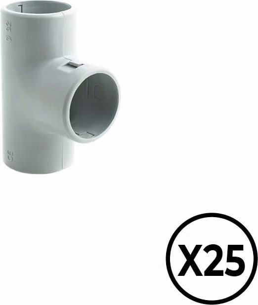 Giunto a T di ispezione in pvc ø 16 mm, grigio, 25 pezzi
