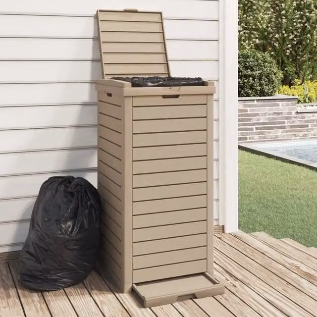 Cestino per rifiuti da esterno vidaXL marrone con pedale in plastica L/P/H: 41 x 41 x 86 cm