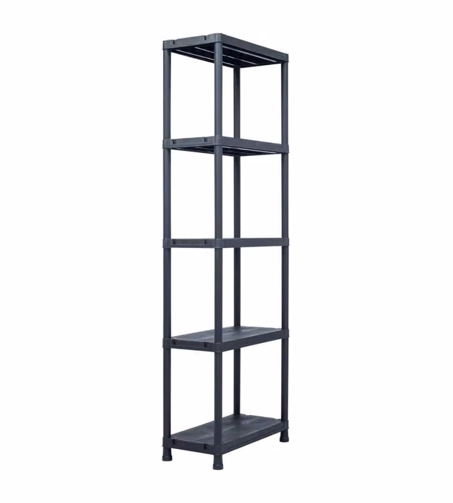 Set di 2 scaffali vidaXL in plastica nera per soggiorno o terrazzo, L/P/H: 60 x 30 x 180 cm