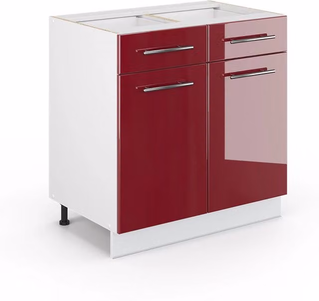 Cassettiera da bagno Fame-Line Bordeaux lucido 80 x 82 cm senza piano di lavoro Vicco