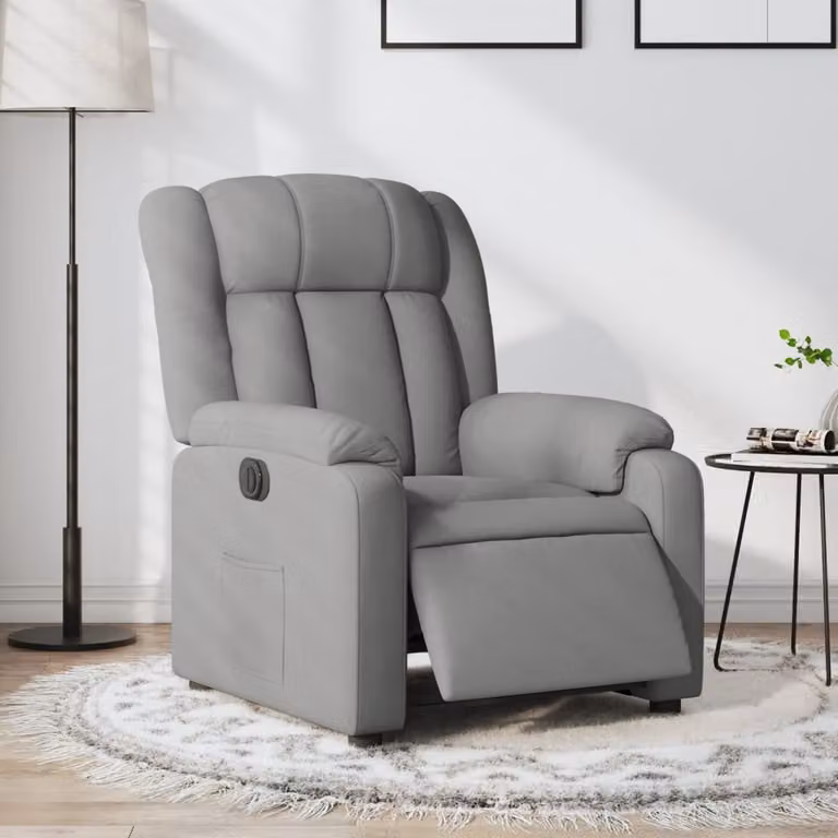vidaXL Poltrona Elettrica Reclinabile Grigio in Tessuto con Braccioli