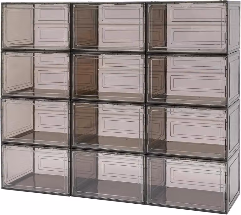 Contenitori per scarpe - Scatole per scarpe magnetiche - Confezione da 12 pezzi - Impilabili - Riutilizzabili - In PVC - Ideali per l'armadio