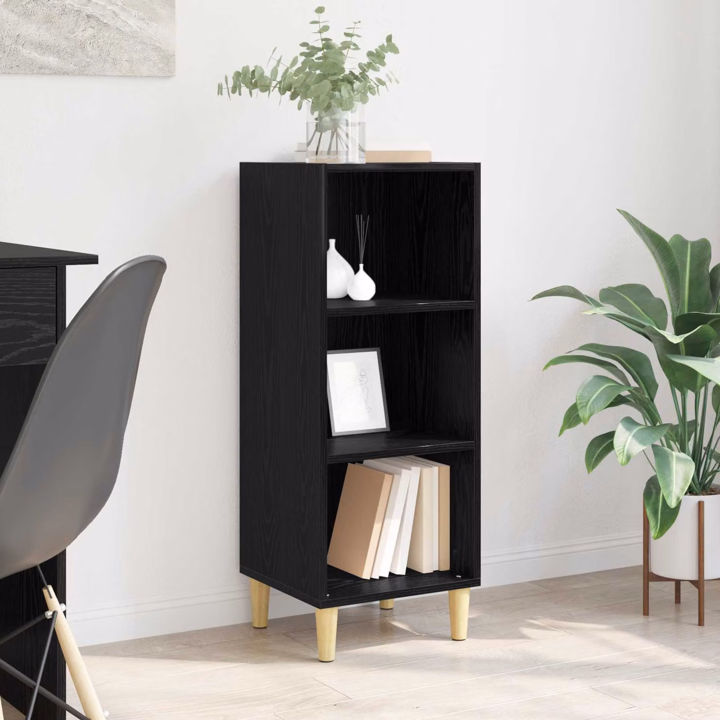 Credenza moderna vidaXL in legno ingegnerizzato MDF, colore rovere nero, L 34,5 cm x P 32,5 cm x H 90 cm