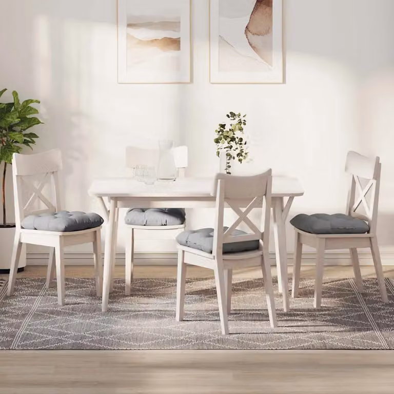 Set di 4 cuscini per seduta vidaXL in tessuto grigio, lavabili e traspiranti, L 40 x P 40 x H 12 cm