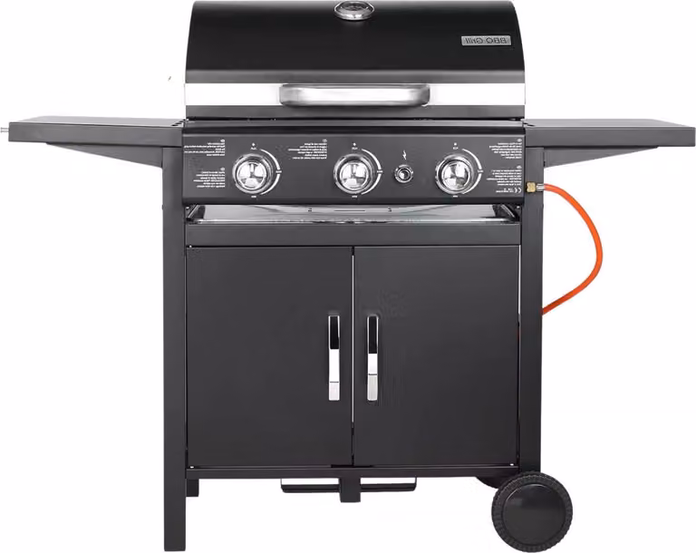 grill a 3 fuochi a propano - Barbecue a gas - Griglie in ghisa - Accensione a impulsi e termometro - RVS