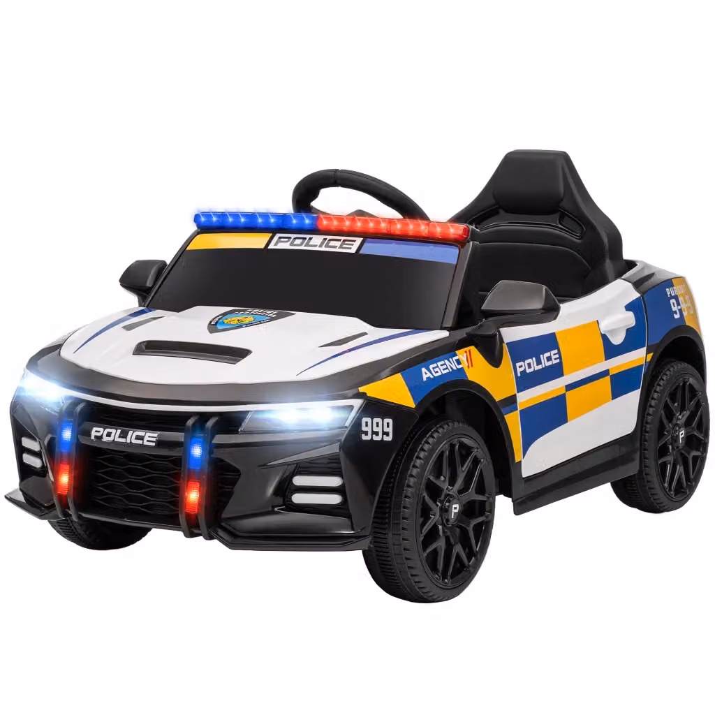 Macchina Elettrica della Polizia per Bambini con Telecomando, Luci, Suoni e Musica, Multicolore, L/P/H: 96 x 60 x 45 cm – 2