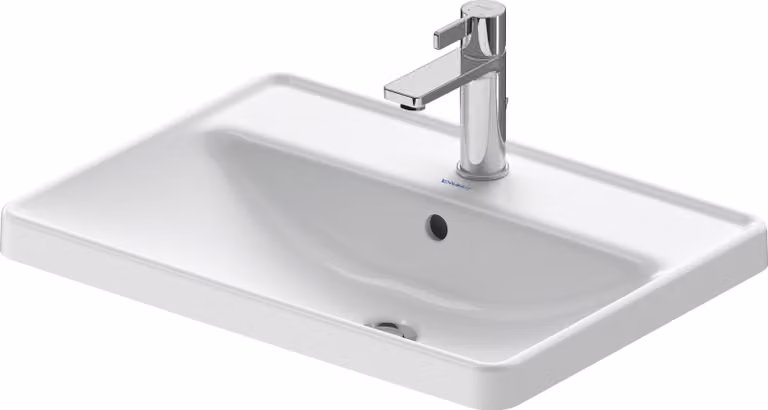 Duravit D-Neo lavabo encastré, 600x440mm, blanc brillant, poli, 1 trou pour robinet, avec trop-plein, 0357600027, 0357600027