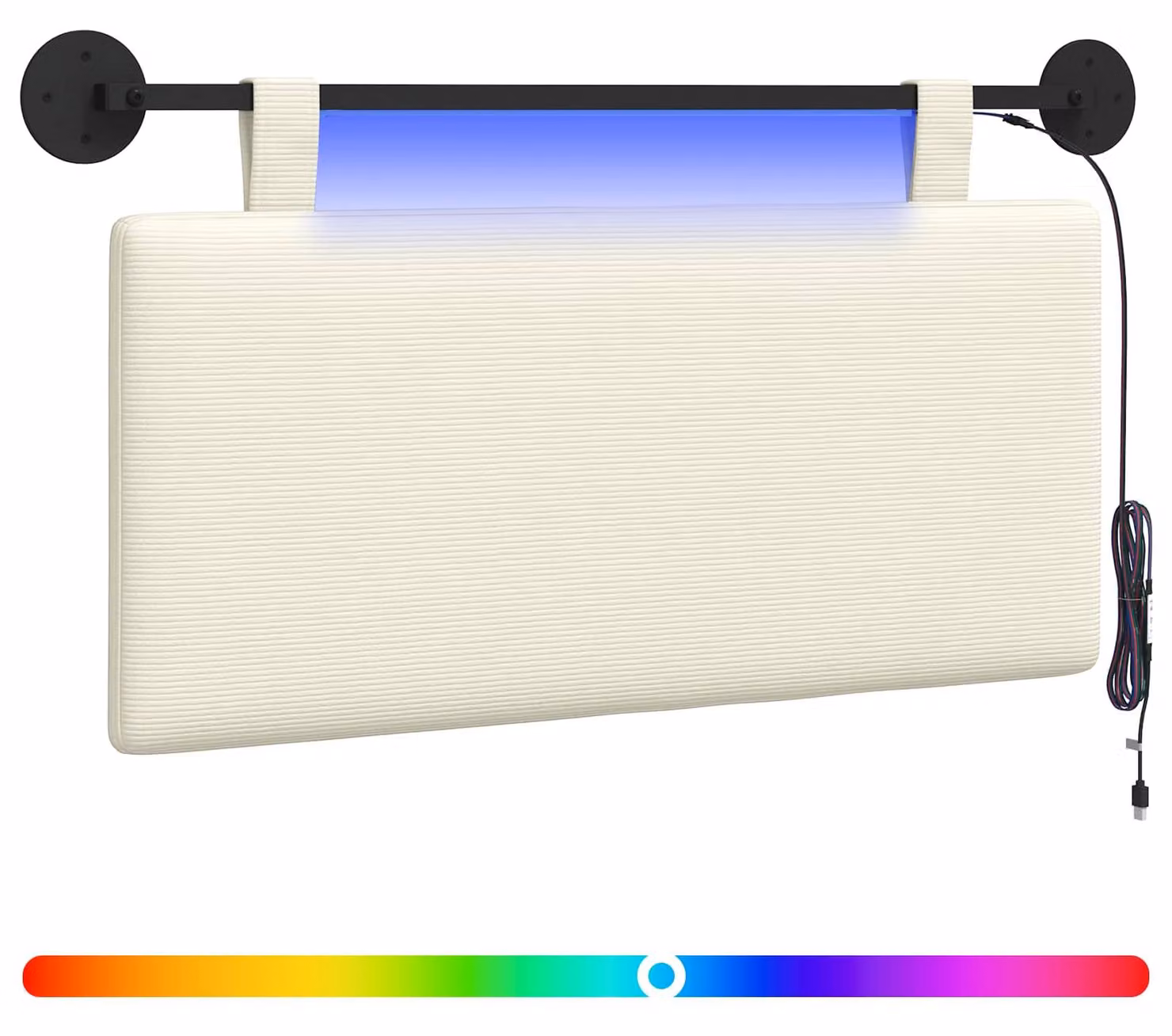 Testiera sospesa Con luce LED Crema Tessuto in Cords