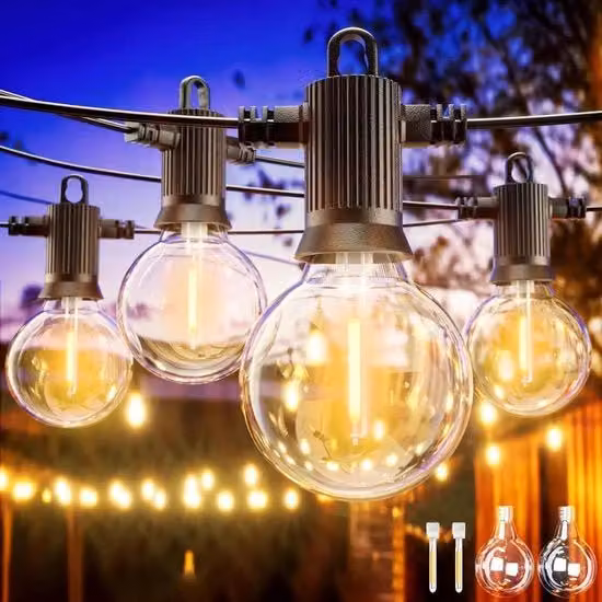 Lanterna LED a LED a G40, catena di 32 lampioni, IP65, impermeabile all'acqua, 30 metri, con regolazione della luminosità, per esterni e interni, per feste, matrimoni e Natale.