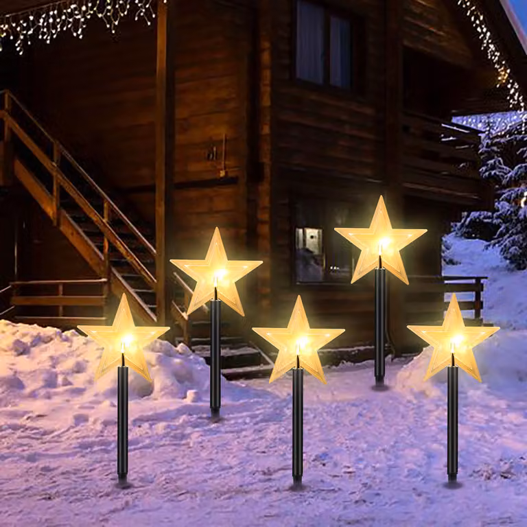 Jopassy LED bastoni luminosi stelle set di 5 stelle luci di Natale Albero di Natale luci fiabesche