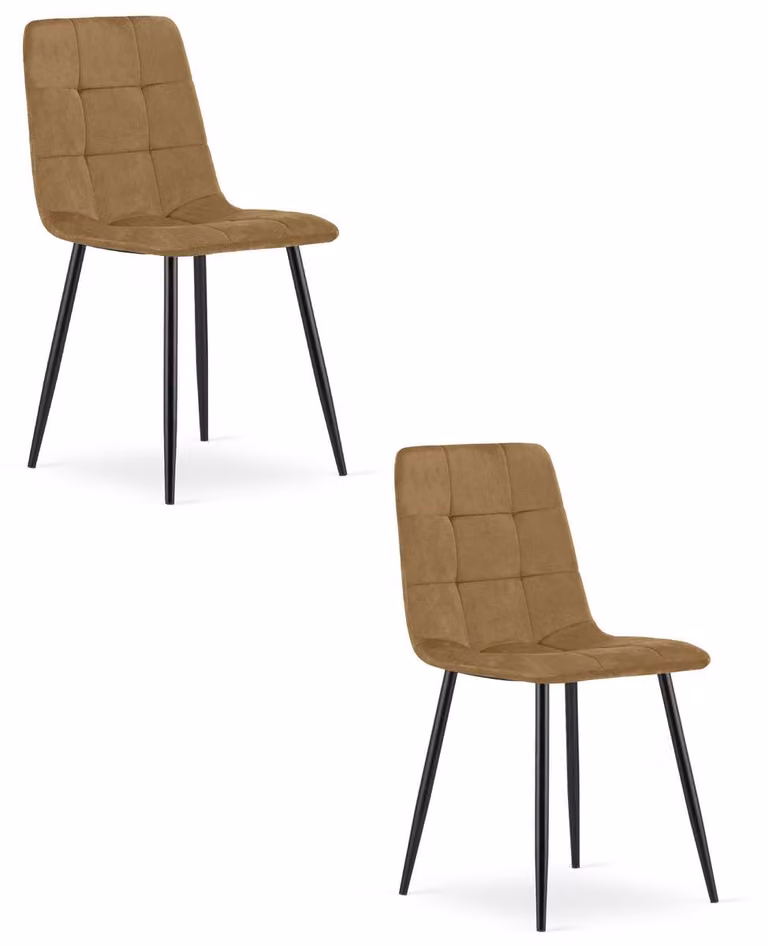 Set di 2 sedie Kara in velluto marrone e metallo nero