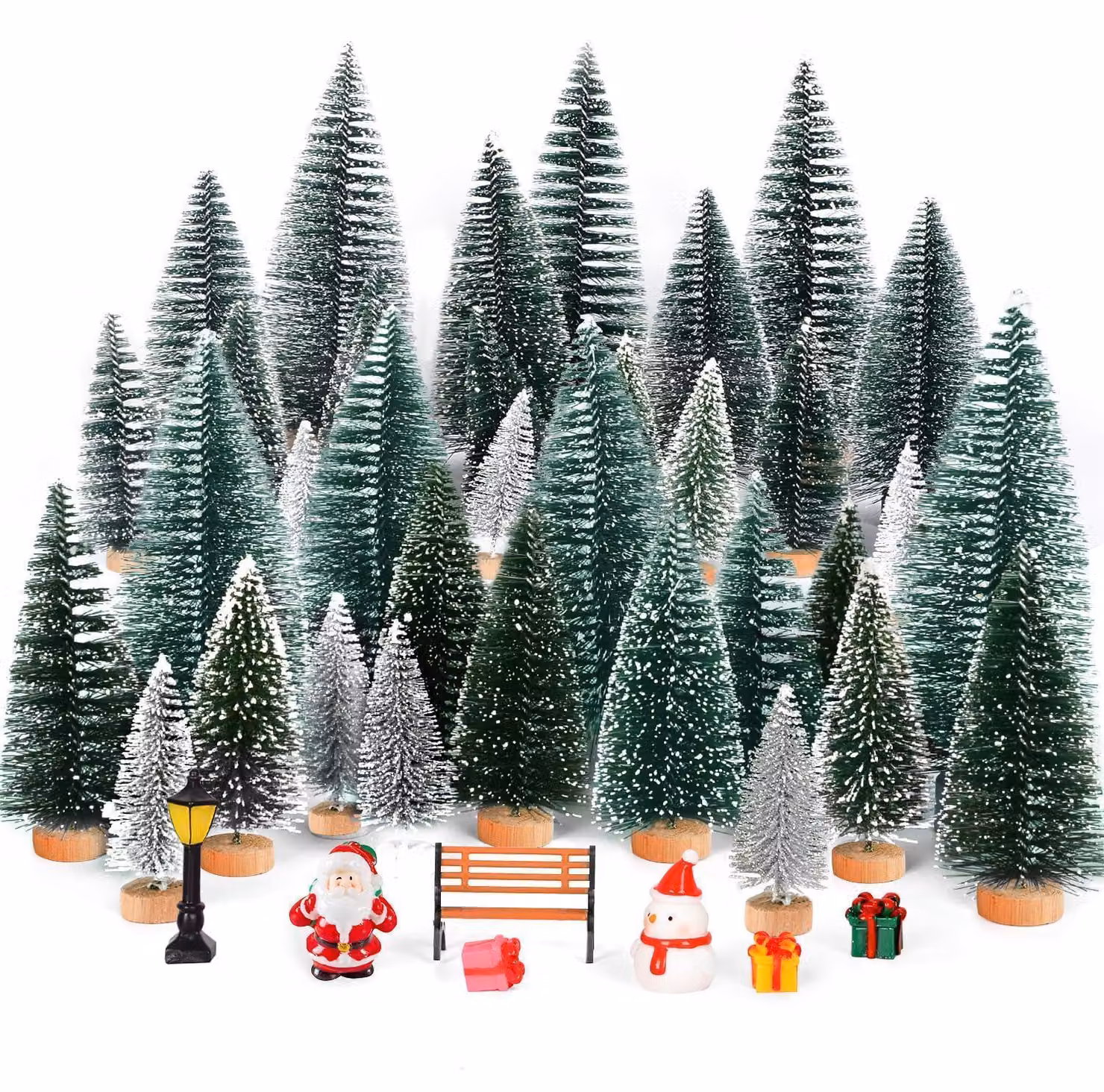Set di mini alberi di Natale, 18 pezzi, albero di abete artificiale, decorazione da tavola