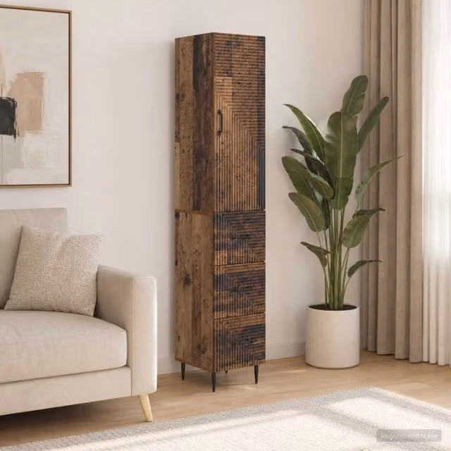 Set di 2 armadi moderni vidaXL in legno marrone con ante scorrevoli e ripiani interni L/P/H: 33 x 34,5 x 90 cm – 1