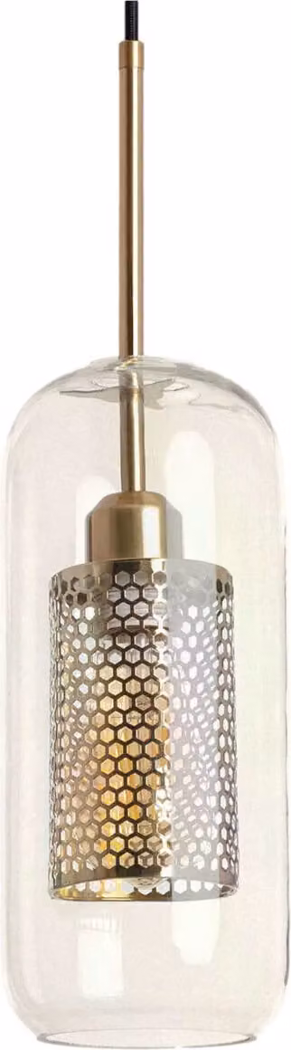 Lampada a sospensione Nobile oro-trasparente 1xE27x40W in vetro, dimensioni: 200x13x13 cm, IP20, Abruzzo