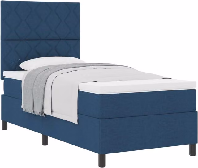 Letto a molle con testiera vidaXL in tessuto blu L: 100 cm, P: 200 cm, H: 203 cm
